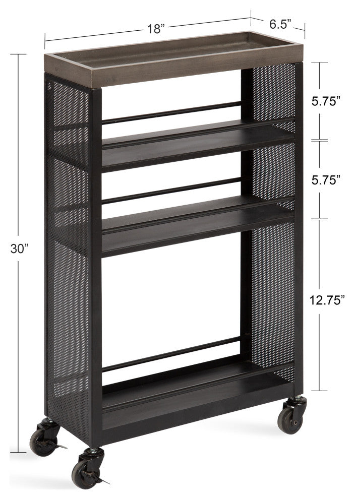 Piazza Storage Cart, Gray/Black 18x7x30