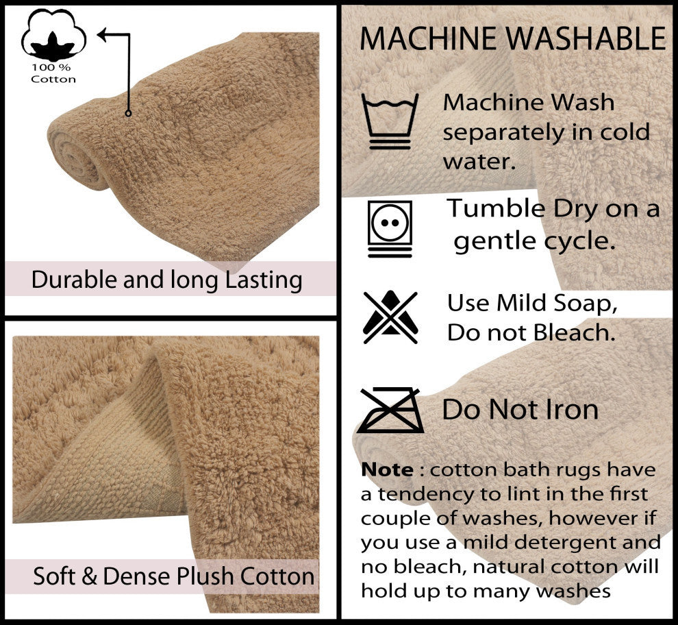Classy Bath Rugs Set, 17"x24" Rectangle, Linen