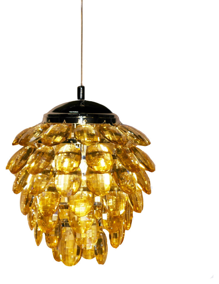 Crystal Pineapple Single Pendant Light, Amber
