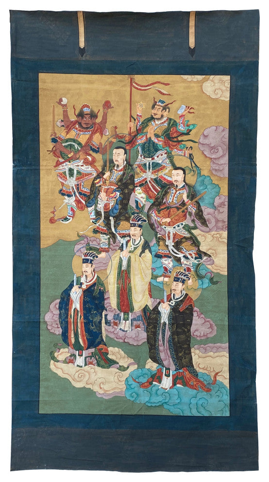 Large Chinese Canvas Art of The Three Great Emperor - Officials Hcs7164