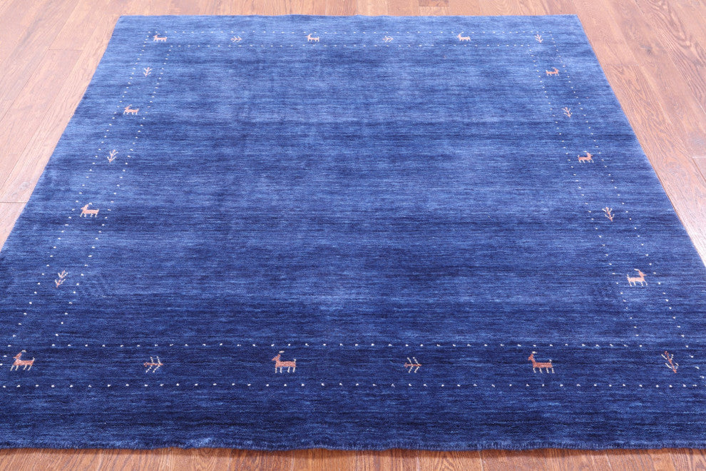 6' Square Persian Gabbeh Hand Knotted Wool Rug - Q15034