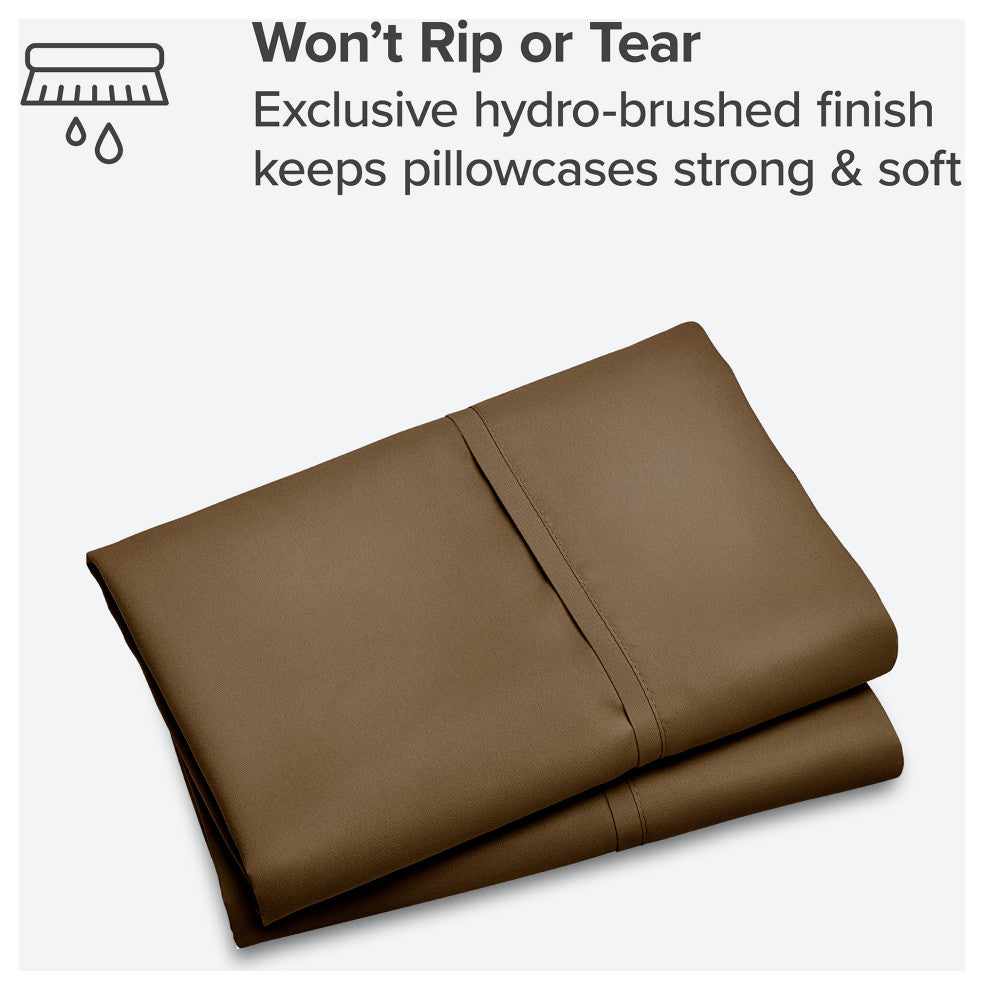 Bare Home Microfiber Pillowcases - Set of 2, Cocoa, Standard