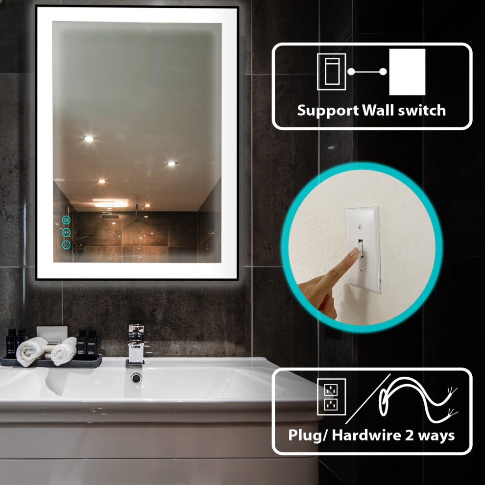 Black Frame Wall Mounted backlit LED Bathroom Vanity Mirror(48"W X 36"H )