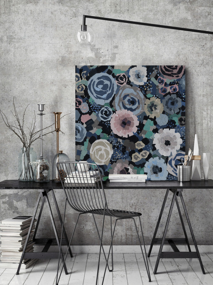 "Perky Blue Bunch" Painting Print on Wrapped Canvas