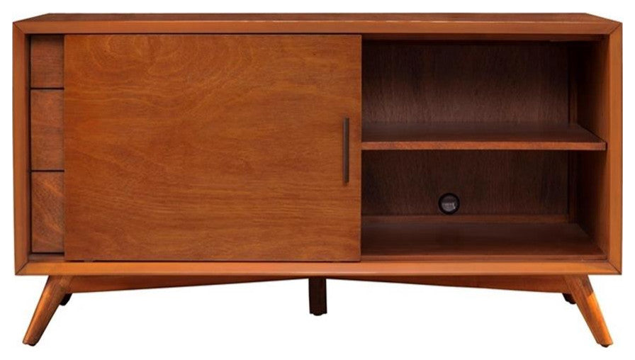 Alpine Furniture Flynn Small Wood TV Console in Acorn Brown