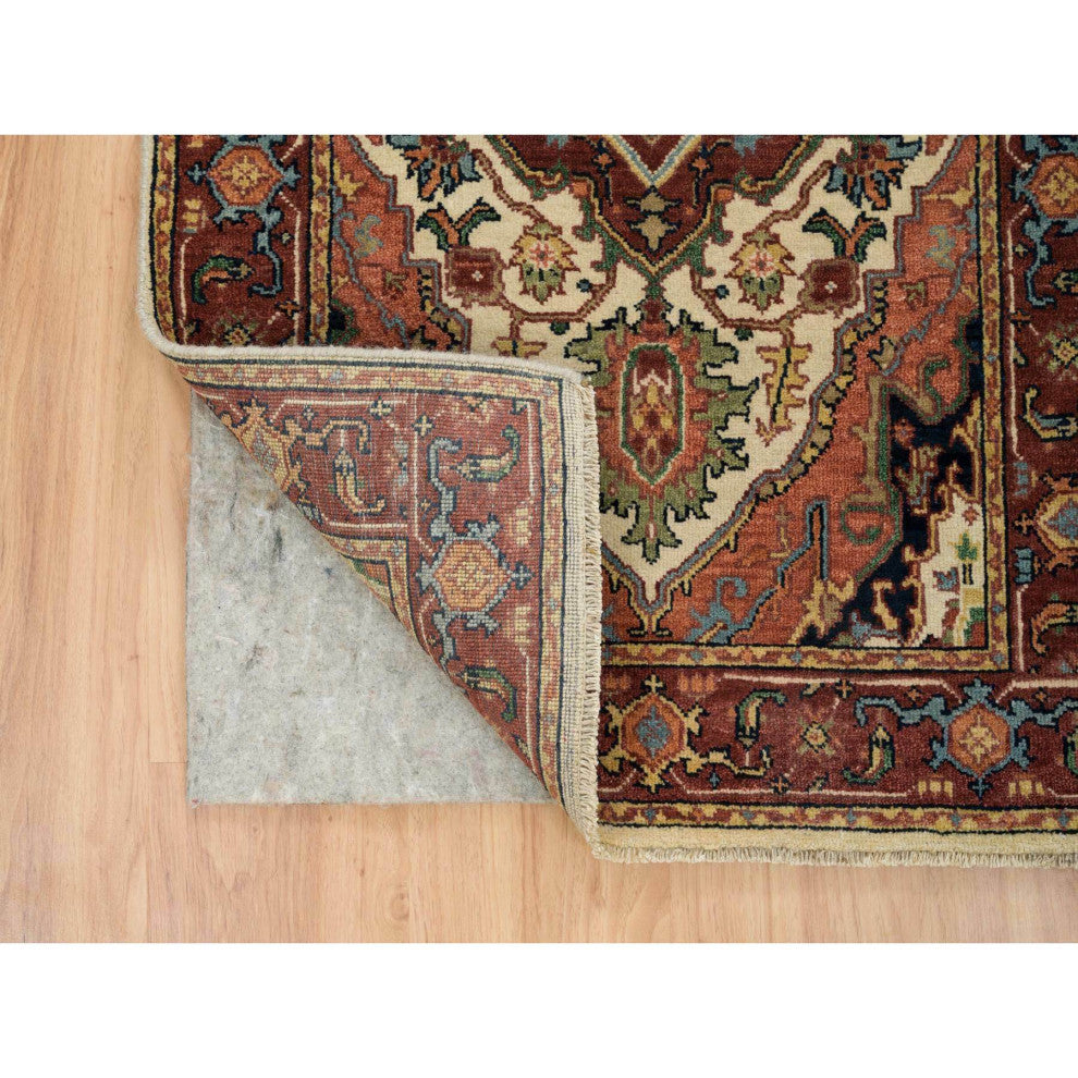 Ivory Wool Heris Re-Creation Hand Knotted XL Runner Oriental Rug, 2'6"x18'