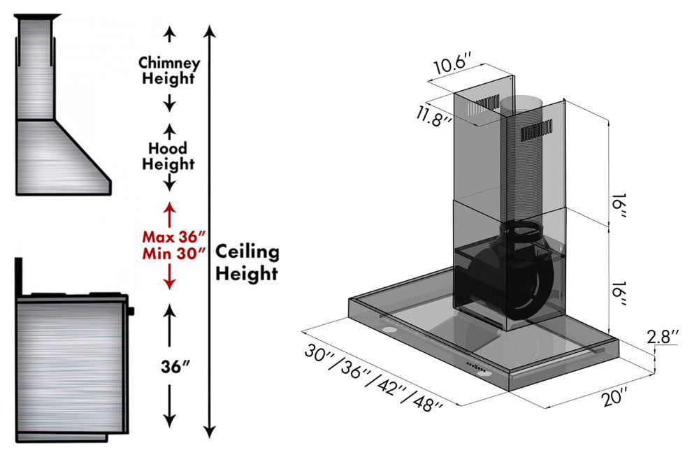 ZLINE 30, Wall Mount Range Hood, Stainless Steel With Crown Molding KECRN-30