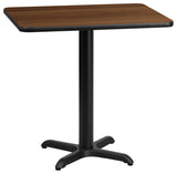 24'' x 30'' Rectangular Walnut Laminate Table Top with 22'' x 22''  Base