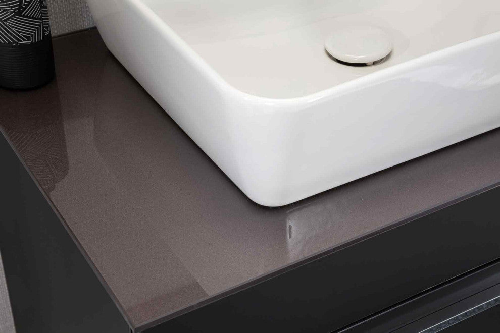 Luka Collection Black Bathroom Vanity With Sink, Mirror, Countertop, 40