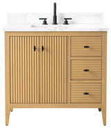 Vanity Art Freestanding Vanity, Natural Oak, 36", Single Sink, Matte Black
