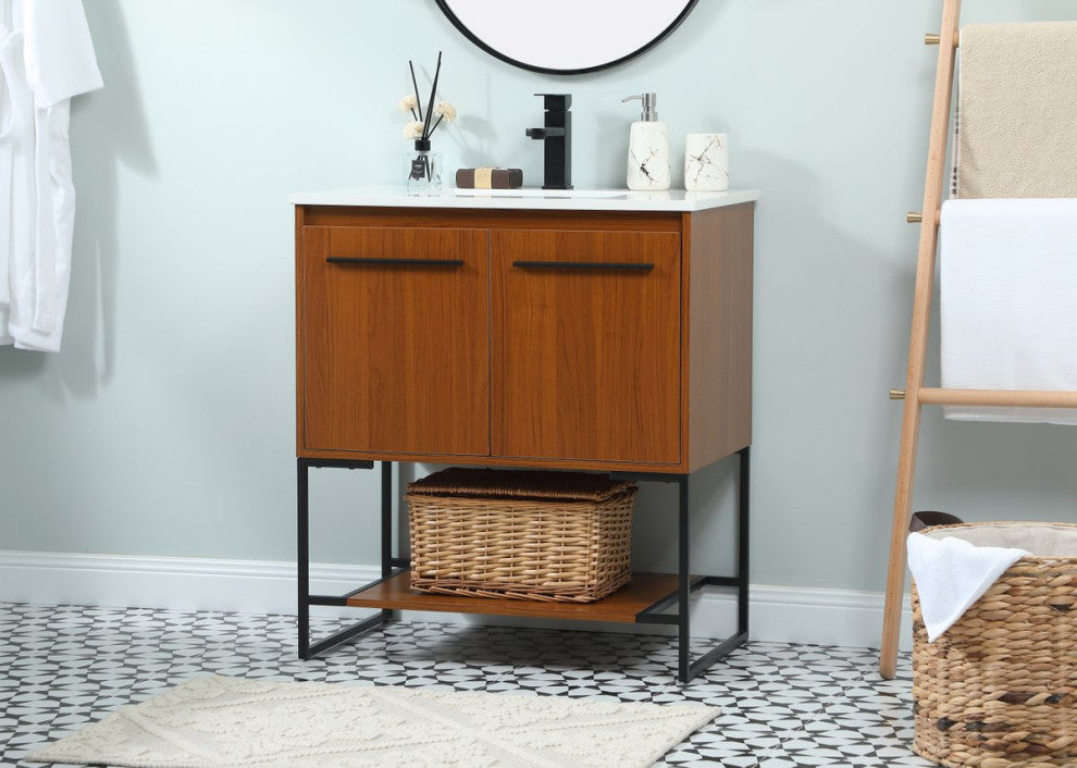 Sue 30" Single Bathroom Vanity, Teak
