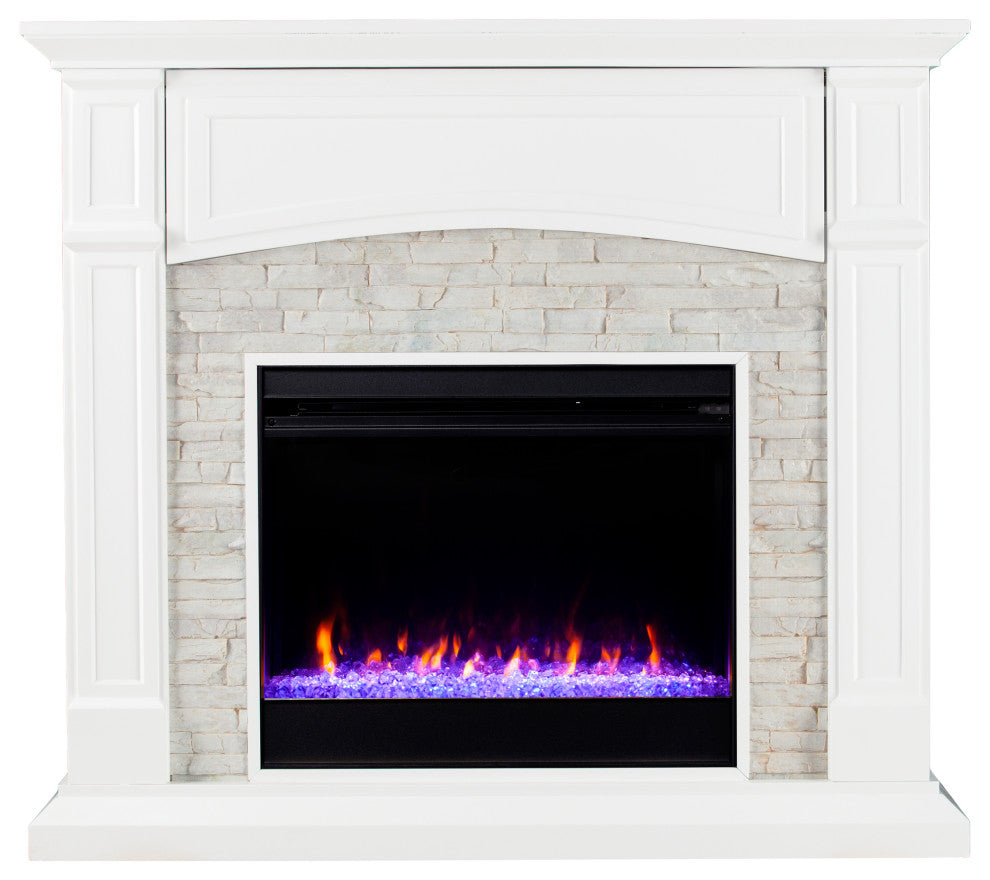Savannah Color Changing Media Fireplace, White