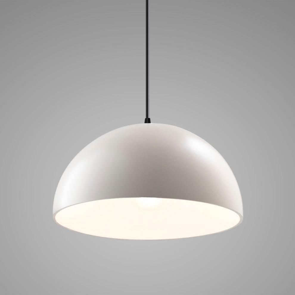 Dome 1-Light Pendant, Matte White, Matte Black, Black Cord