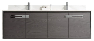Oakville Wall Mount Bathroom Vanity, Black Coal Oak, 72", Chrome Hardware