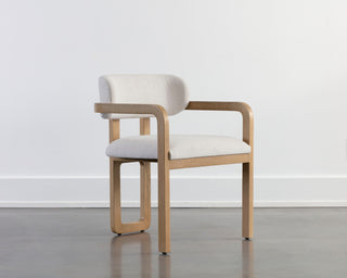 Madrone Dining Armchair, Rustic Oak, Heather Ivory Tweed