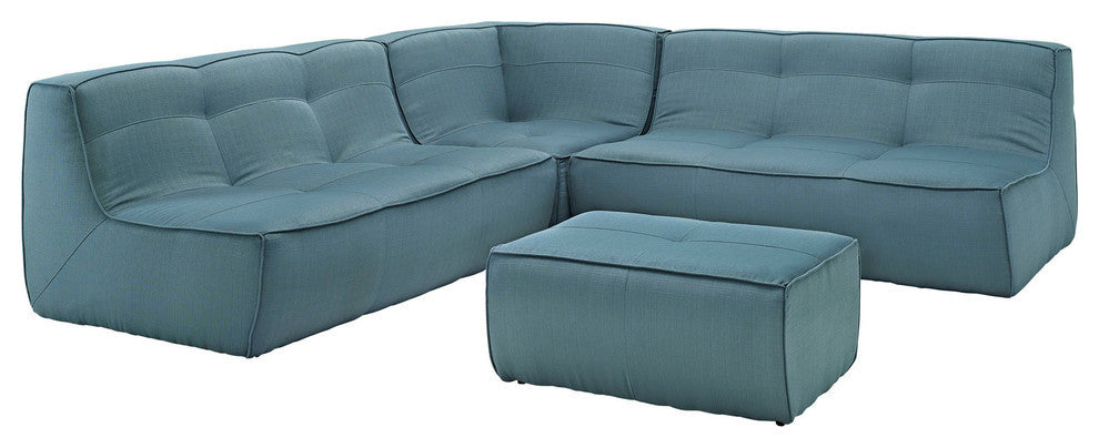 Modern Contemporary Living Room 4-Piece SetUpholstered Sectional Sofa Set Sea