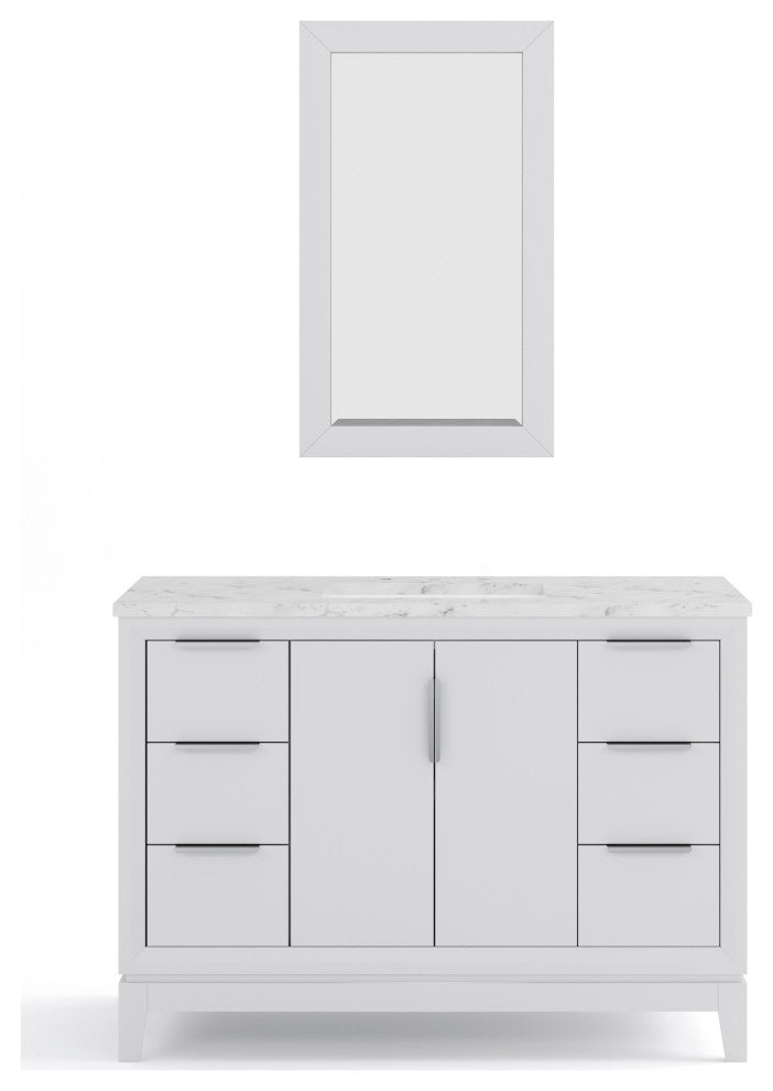 Elizabeth 48" Single Sink Carrara White Marble Vanity, Pure White
