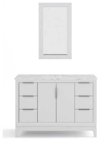 Elizabeth 48" Single Sink Carrara White Marble Vanity, Pure White
