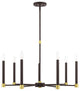 Karlstad Seven Light Chandelier, Bronze With Satin Brass Accents