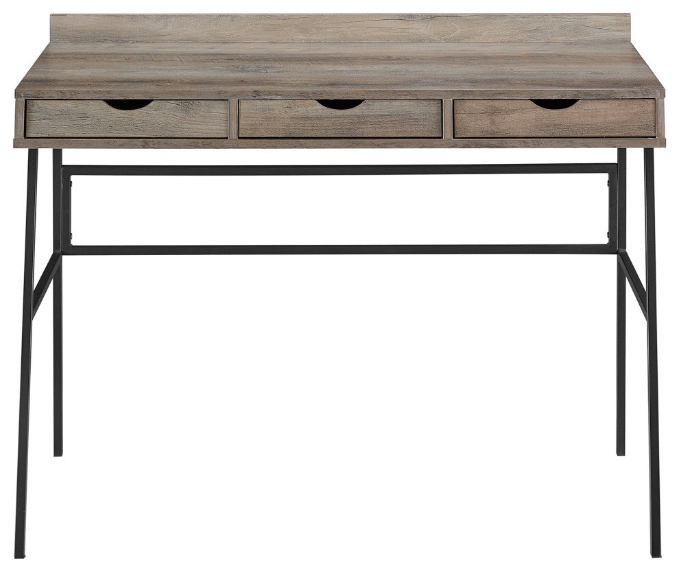 Marvin 42" 3 Drawer Angled Front Desk, Gray Wash