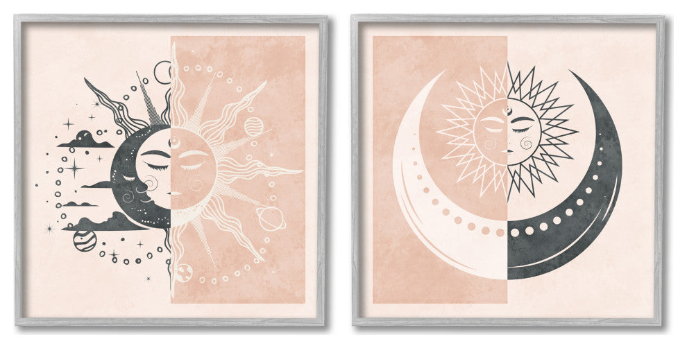 Celestial Sun Moon Stars Planets Astrology Motif, 2pc, each 24 x 24