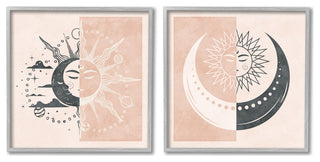 Celestial Sun Moon Stars Planets Astrology Motif, 2pc, each 24 x 24