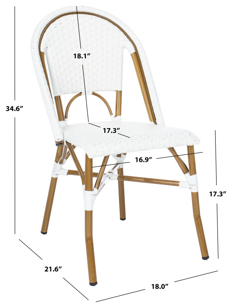 Safavieh Salcha Indoor-Outdoor Stackable Side Chairs, Set of 2, White/Light Brown