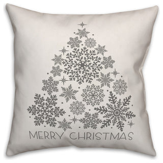 Merry Christmas Snowflake Tree 20"x20" Throw Pillow Cover