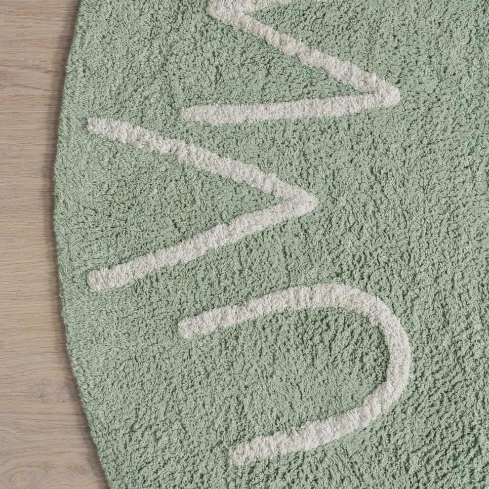 Nuloom Kids Washable Round Alphabet Rug, Mint Green 4' Round