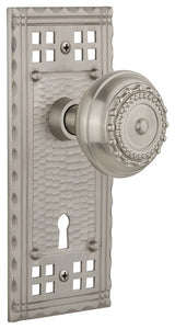 Craftsman Plate Privacy Meadows Knob, Satin Nickel