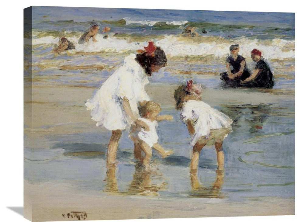 "Children Playing At The Seashore" Artwork, 28" x 22"