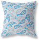 26" Blue Peach Boho Paisley Indoor Outdoor Throw Pillow