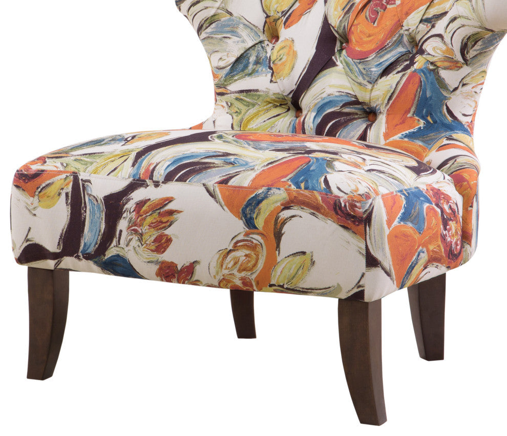 Madison Park Erika Hourglass Tufted Armless Chair, Multi, Abstract