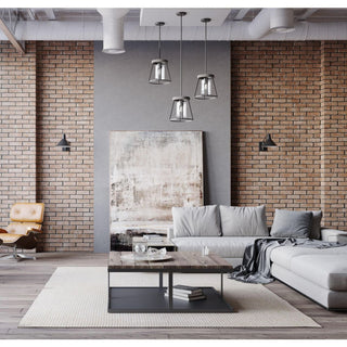 Laramie Collection 1-Light Matte Black Rustic Modern Seeded Glass Pendant