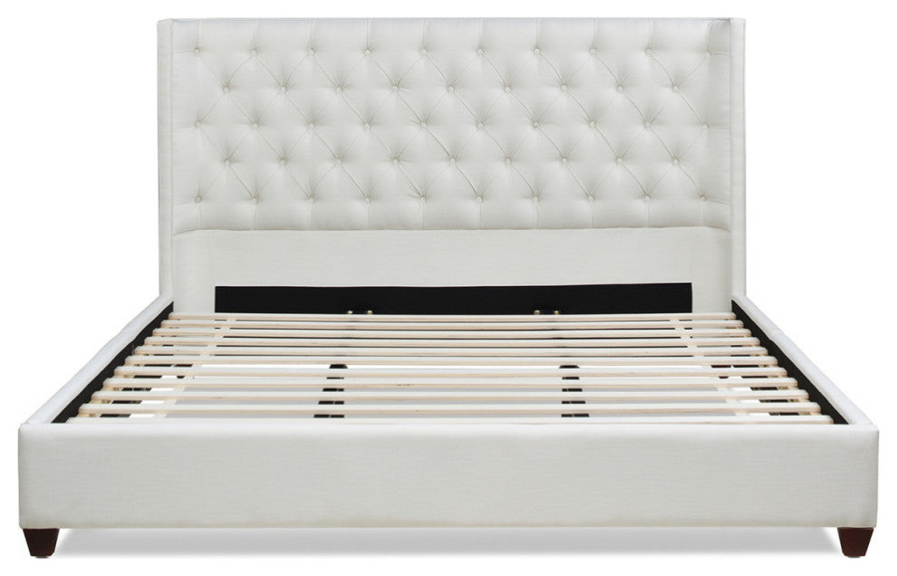 Manhattan Shelter King Platform Bed Frame, Antique White Polyester