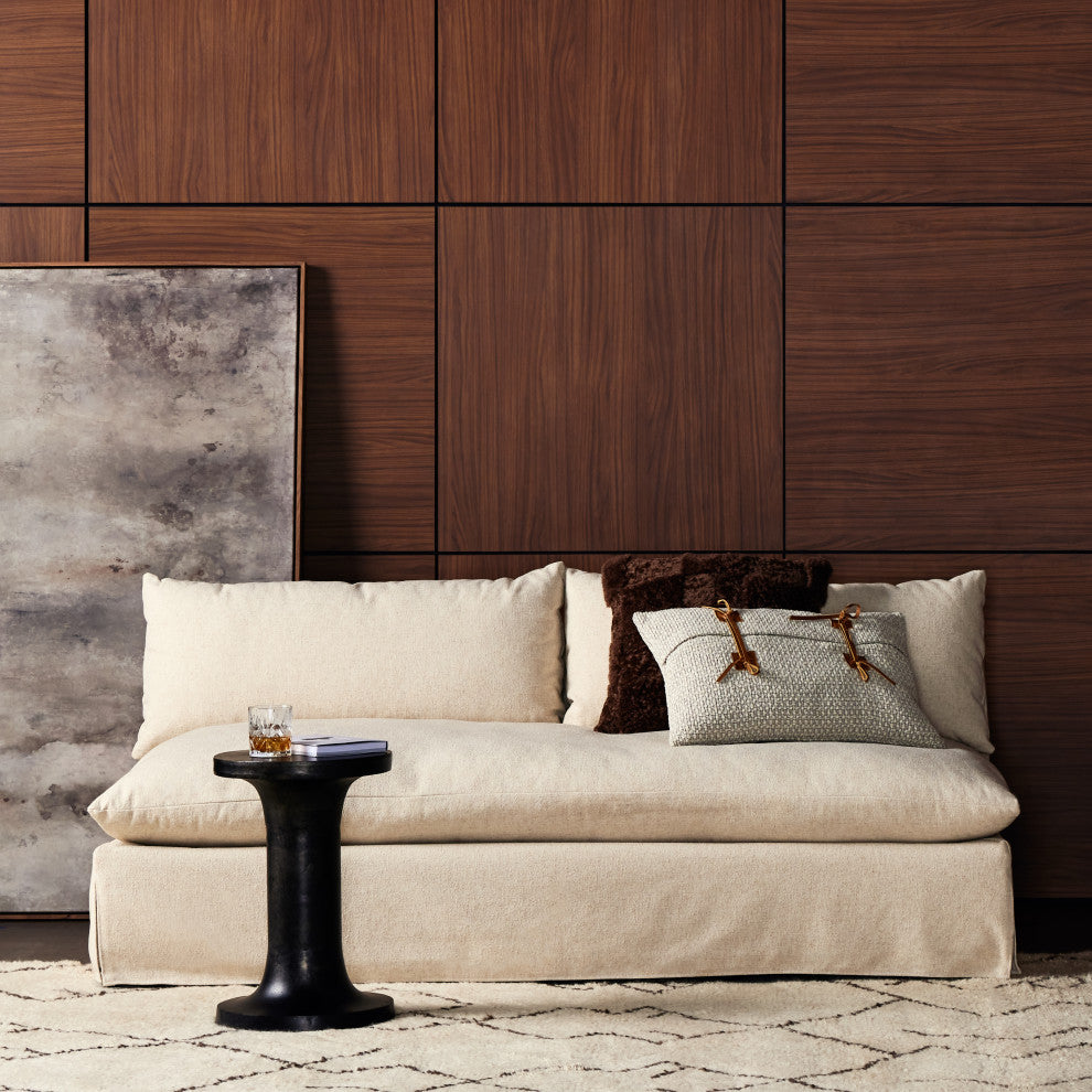 Grant Slipcover Armless Sofa-74"-Natural