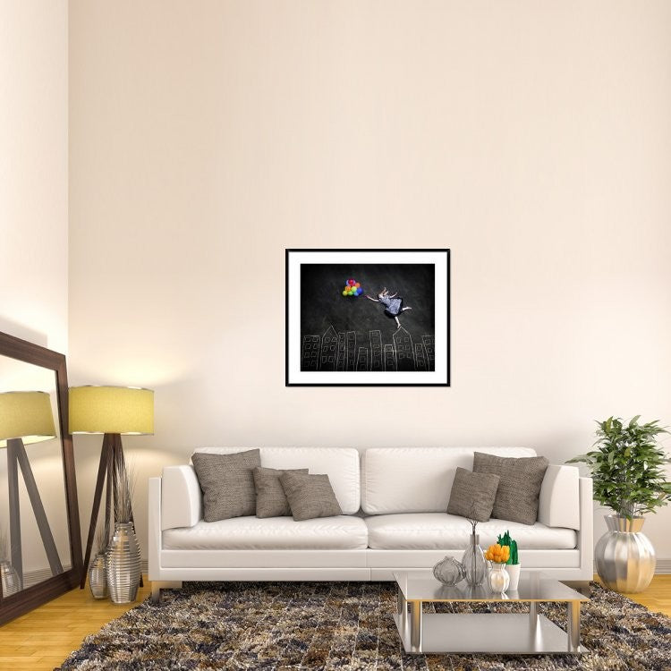 "Flying On The Rooftops" Framed Digital Print by Nj Sabs, 43x36"