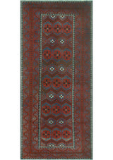 Vintage Distressed Abby Blue/Burgundy Runner, 4'1x9'1