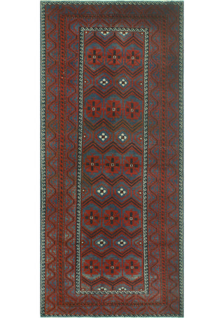 Vintage Distressed Abby Blue/Burgundy Runner, 4'1x9'1