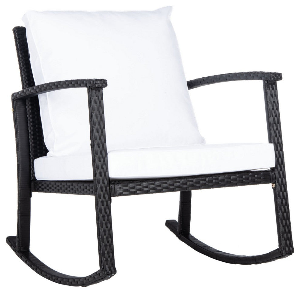 Safavieh Outdoor Daire Rocking Chair Black/White Cushion