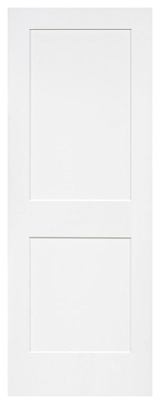 2-Panel Kimberly Bay Door, Interior Slab Shaker, White, 1.375"x28"x80"