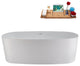 67" Streamline NS5800CH Matte White Stone Resin Bathtub, Tray With Chrome Drain