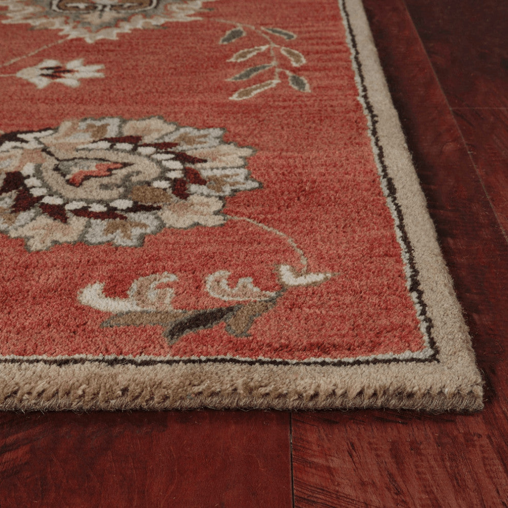 8' X 11' Sienna Orange Hand Tufted Allover Traditional Floral Indoor Area Rug