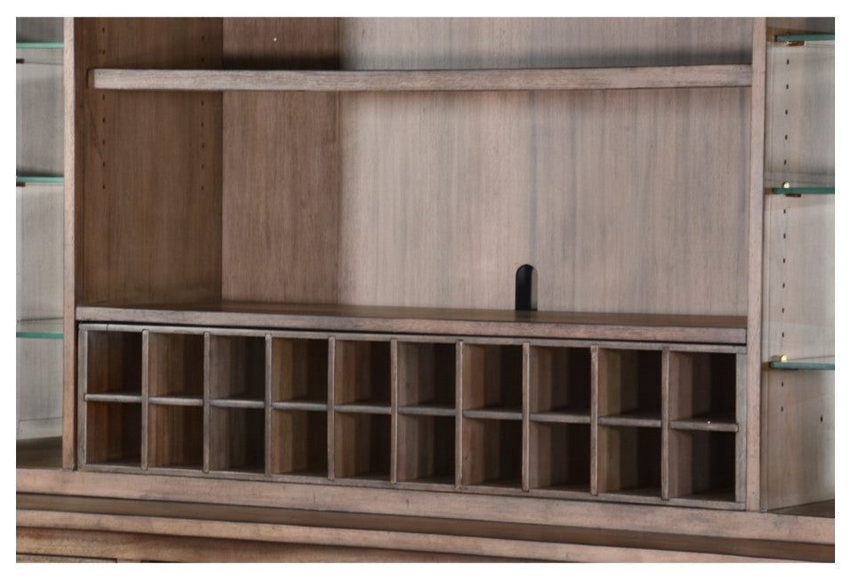 80x80" Large Buffet With Hatch Wine Rack Adjustable Glass Shelves LED Light