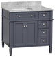 Hailey 36" Bathroom Vanity, Marine Gray, Carrara Marble