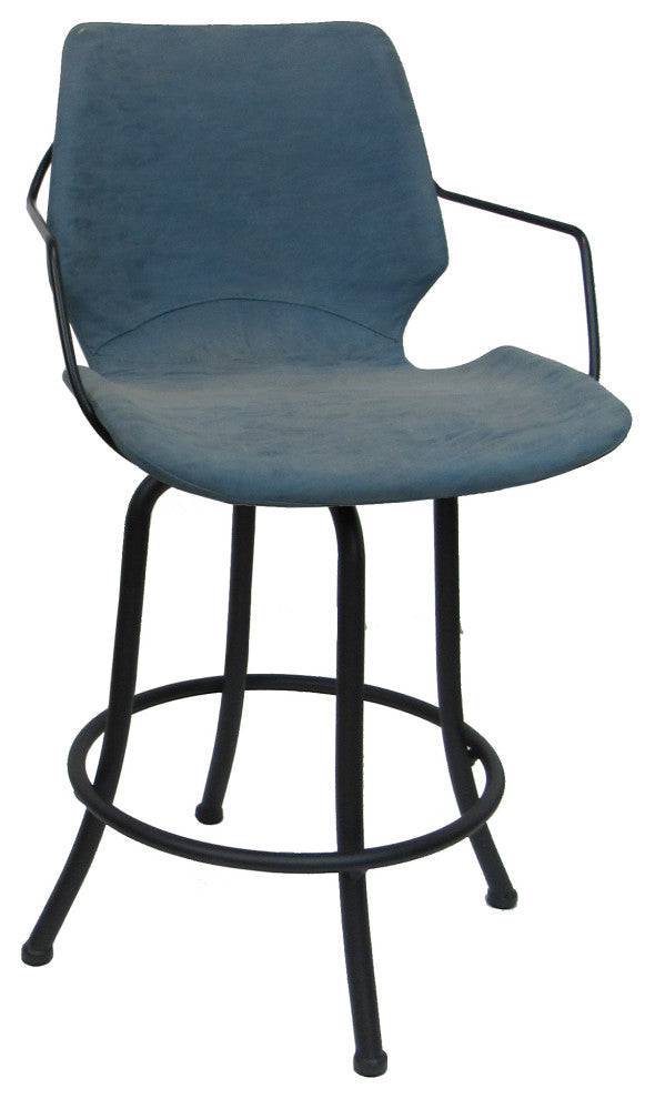 Swivel Metal Counter 26" 30" or 34" Bar Stool - Asheville, Blue - Black, 34"