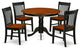 5Pc Round 42"Table And Four Wood Seat Kitchen Chairs