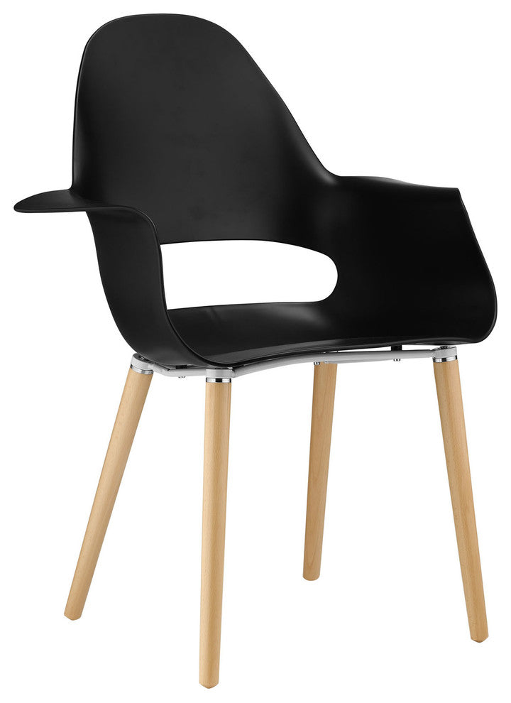 Modern Contemporary Dining Armchair, Black Plastic