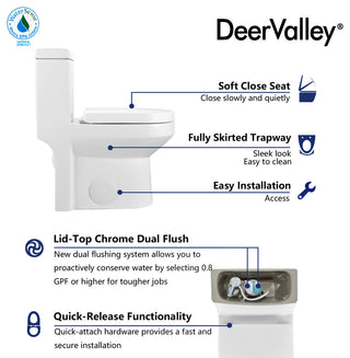 Modern Small One Piece Toilet, Compact Bathroom Tiny Mini Commode Dual Flush