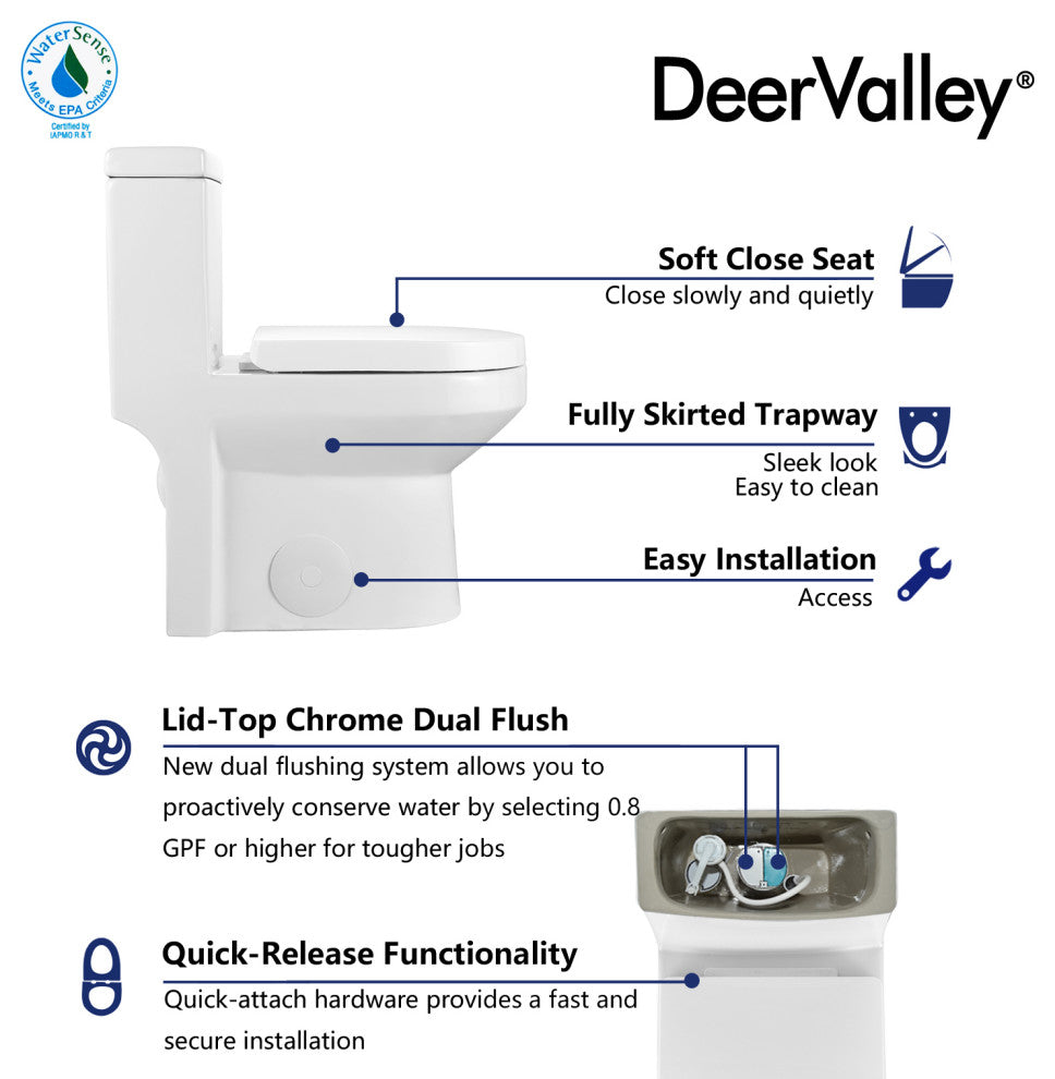 Modern Small One Piece Toilet, Compact Bathroom Tiny Mini Commode Dual Flush